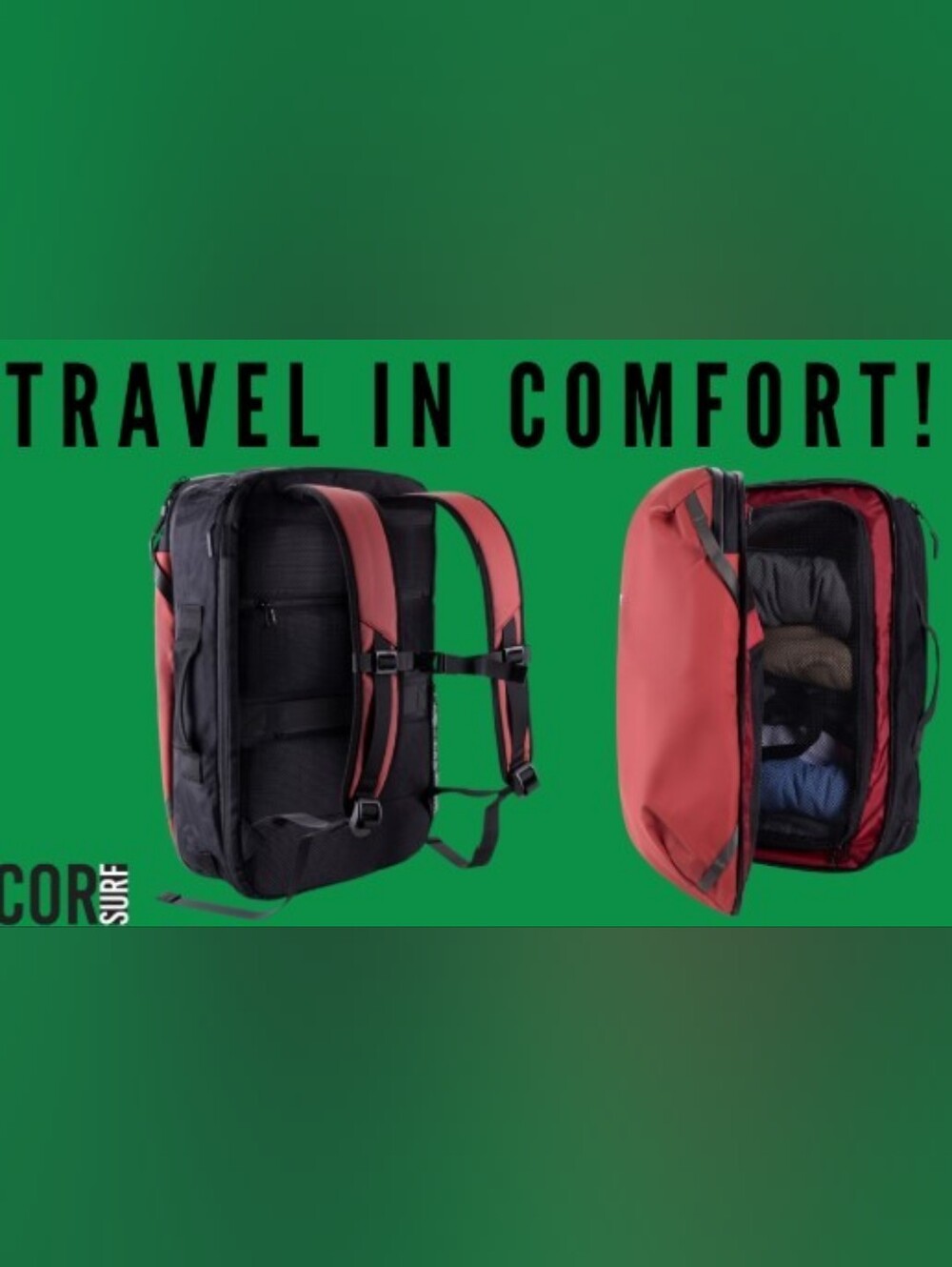 Red 28L COR Surf Travel Backpack $90 (retail $120) - Picture 3 of 8